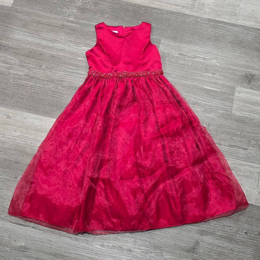 Cinderella Red Sleeveless Beaded Holiday Formal Girl's Dress